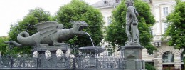 Dragon Fountain (Lindwurm) in Austria, Klagenfurt resort