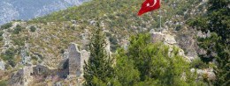 Ruins of a knight's castle in Turkey, Fethiye resort